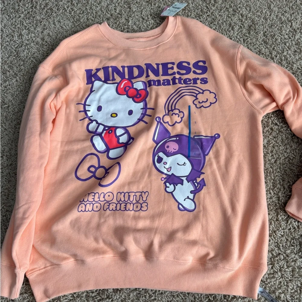 NWT Hello Kitty by Sanrio Graphic Sweatshirt in Peach - Picture 9 of 9